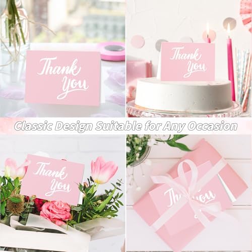600 Pcs Pink Thank You Cards Bulk with Kraft Envelopes and Stickers 4x6 Inch Blank Thank You Notes Box Set Minimalistic Design for Business Wedding Baby Shower Graduation Bridal Shower Christmas - Image 4
