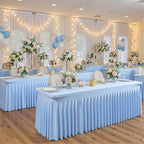 Baby Blue Spandex Tablecloths for Rectangle Tables 6 Foot Light Blue Stretch Table Cloth Rectangle 6ft Elastic Fitted Table Cover with Skirt for Wedding Baby Shower Boy Birthday Party Banquet Buffet - Image 4