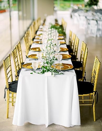 Showgeous 90x132 Inch White Rectangle Tablecloth 10 Pack Fit 8FT Table - Image 3