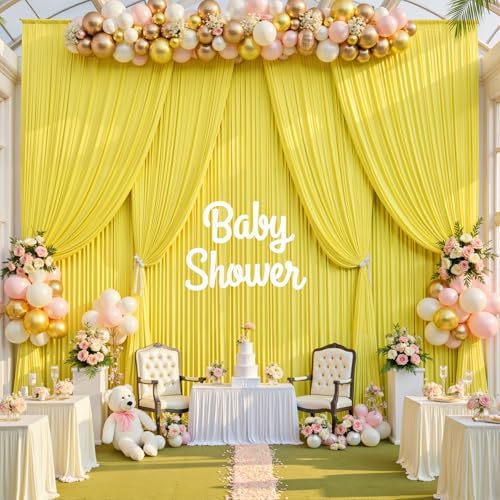 50ft×15ft Yellow Backdrop Curtain for Wedding Parties - Image 4