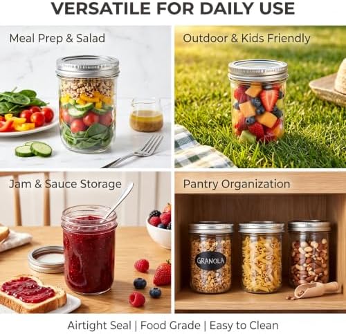 Accguan 16oz Glass Mason Jars With Lids,12Pcs Canning Jar with Lid and Band - Image 7