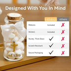 Ethisa Vintage 24 Pack Baptism Glass Bottles with Ribbons and Stickers - Classy God Bless Party Favors for Baptism and 1st Communion - Bautizo Table Centerpiece Decoration - Baby Christening Candy Jar - Image 5