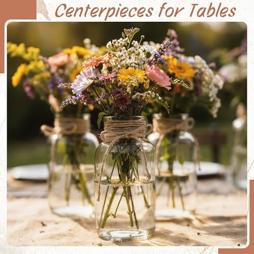 24 Pack Mason Jar Vases for Centerpieces, Clear Glass Flower Vase - Image 3
