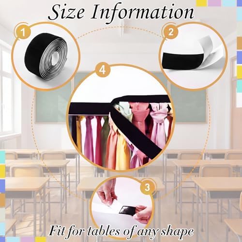 Reallnaive 14 ft x 30 Inch Table Skirt for Teacher Desk, Pastel, Simple - Image 3