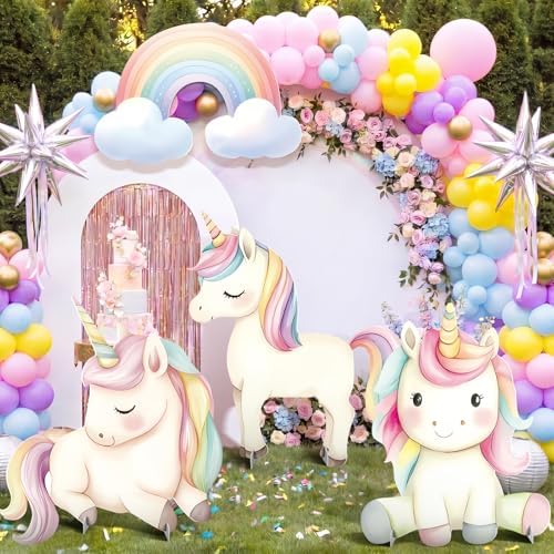 4 Pcs Large Unicorn Party Decorations, Rainbow Unicorn Cardboard Cutouts, Birthday Decoration for Girls Baby Shower Photo Booth Backdrop Party Supplies - Image 6