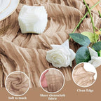 Wokceer Cheesecloth Table Runner Nude Brown 10FT Boho Gauze, 12 Pack - Image 3