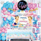 Prince or Princess Gender Reveal Decorations, Baby Boy or Girl Gender Reveal Party Decorations, What Will Baby Be Backdrop Balloon Banner Tablecloth Cake Cupcake Topper Box Sash Pink Blue by Fiesec