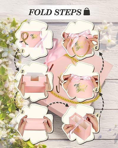 EQOREIIN 100 Pack Small Thank You Gift Bags with Handles & Ribbon, Pink - Image 5