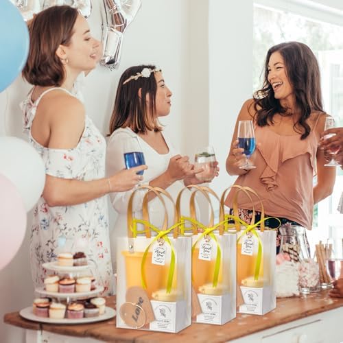 56Pcs Baby Shower Prizes for Game Winners Baby Shower Favors Gifts including Plastic Tumbler Notebook Scented Candles Ballpoint Pen Mirrors with Hair Brushes Bracelet Gift Bag (Yellow) - Image 6