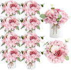 Auihiay 10PCS Flower Centerpieces for Tables, Pink Hydrangeas and Roses by Auihiay