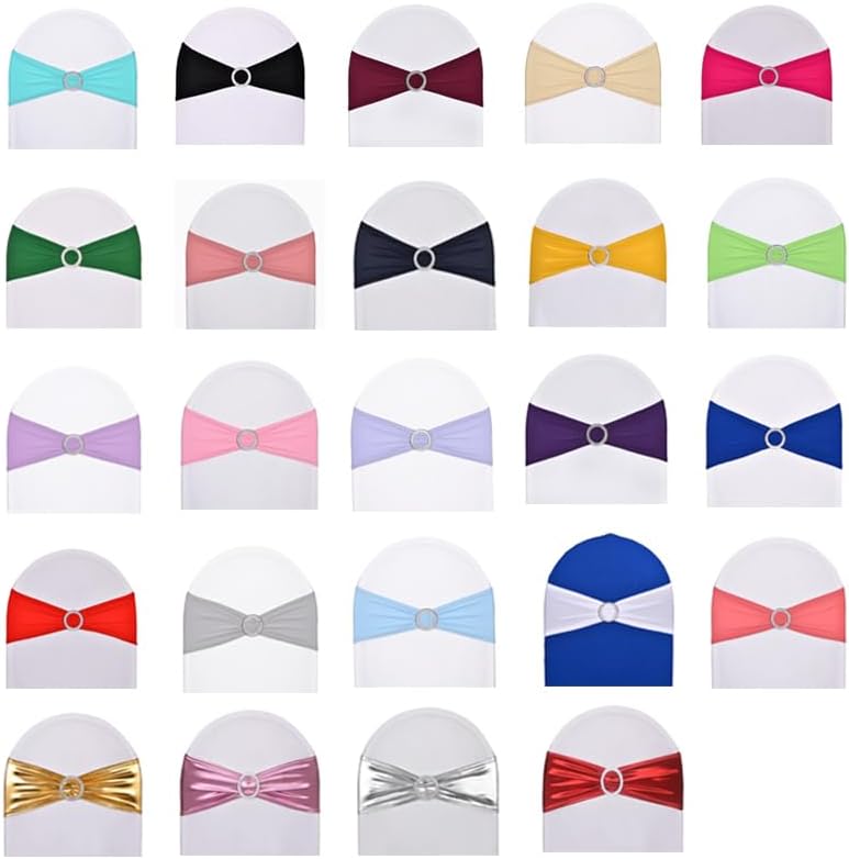 50pcs sage Green Spandex Chair Sashes, Durable Workmanship,Stretch Bows with Buckle Stretchable for Wedding Party Banquet Event Bridal Shower Birthday Celebration Decoration - Image 4