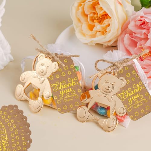 Bottle Openers Baby Shower Return Favors for Guests, Bottle Opener Decorations and Souvenirs with Organza Bags & Tags for Theme Party Favors (Retro Teddy Bear, 25 Pack) - Image 4