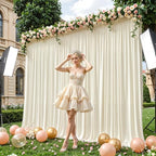 10x10ft Ivory Curtains Backdrop for Wedding Parties Wrinkle Free Ivory Curtains Photo Backdrop Drapes for Photography Birthday Baby Shower Soft Fabric Party Backgournd for Photoshoot 5x10ft, 2 Panels - Image 4