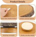 12" Rotating Wood Cake Stand with Cake Cutting Set (Knife and Server) - Rustic Wooden Cake Turntable for Decorating, Party, Wedding, Baby Showers, Reception, Event - Ideal Baking Gift & Decor - Image 4