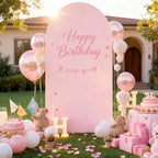 6.6FT Dusty Rose Arch Cover - Polyester Fitted Wedding Arch Stand Covers Round Top Chiara Arch Backdrop Cover for Birthday Party Banquet Photo Background Decoration - Image 2