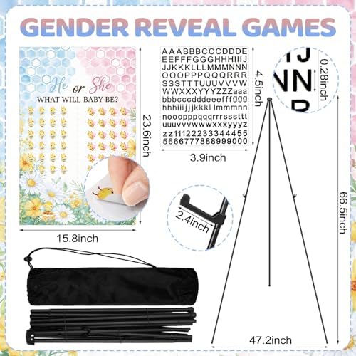 Yousoontic Bee Gender Reveal Voting Board with Easel Display Stand Voting What Will Baby Bee Gender Reveal Decorations Decorations for Boy or Girl Party Supplies - Image 2