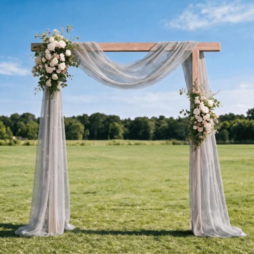Artoid Mode 6-Pack Pearl Grey Gauze Table Runner 10FT Home Decor - Image 3
