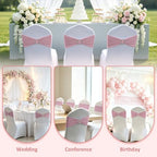 Babenest 50PCS Spandex Chair Sashes Bows with Buckle Dusty Pink - Image 7
