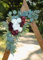 Artificial Burgundy Wedding Arch Flower Floral Swags Set of 2 - Image 5