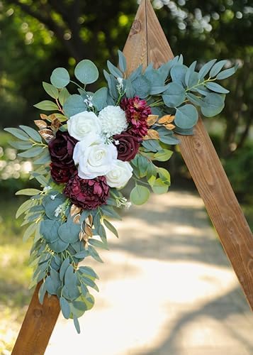 Artificial Burgundy Wedding Arch Flower Floral Swags Set of 2 - Image 5