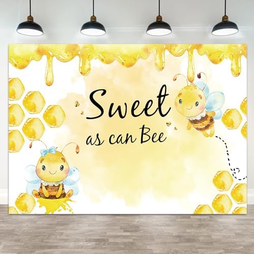 10x6.5ft Baby Shower Backdrop Sweet as Can Bee Photography Background Honeycomb Honey Yellow Bumblebee Boys Girls Kids Birthday Party Banner Decorations Newborn Gender Reveal Photo Booth Prop by ASDCXZ