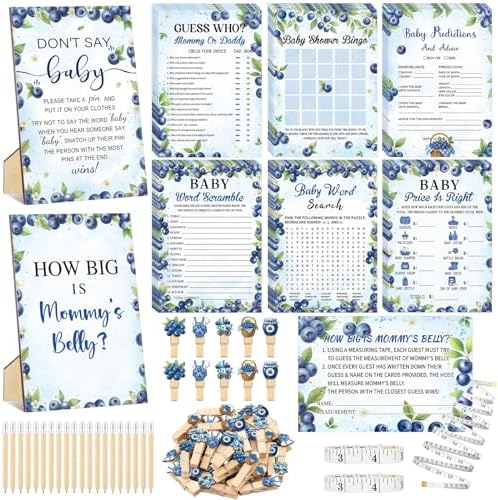 Funnymoom 426 Pcs Blueberry Baby Shower Games Decorations, 8 Game Set by Funnymoom