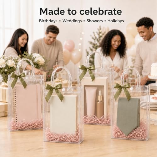 Dobafun Clear Gift Bags with Handles, 55 PCS Clear Goodie Bags with Ribbon - Image 3