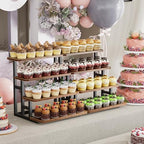 ZUJJAFY Cupcake Stand, Tiered Tray Stand Dessert Table Display Set, 4 Tier Cupcake Stand for 50 cupcakes, Wooden Risers Display Stands for Vendor Events, Party - Image 3