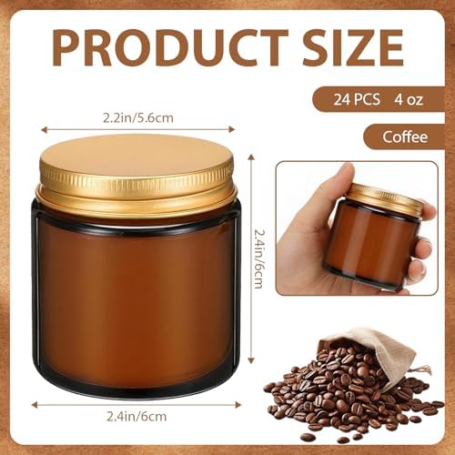 24 Pcs 4 Oz Mini Soy Wax Candles, Coffee Scented Aromatherapy Candles Bulk Set, Stress Relief Relaxation Candle, Ideal for Wedding Birthday Party Favors, Gifts and Home Decor - Image 2