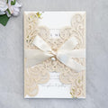 20Pcs Champagne Laser Cut Wedding Invitation Cards With Envelopes by FEIYI