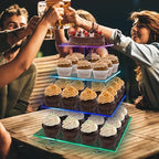 Rechargeable LED Cupcake Stand for 50 Cupcakes, 7 Colors Light Clear Cupcake Holder, 4 Tier Cupcake Tower, Acrylic Dessert Table Display Set for Weddings, Christmas, Birthday, Parties - Image 2