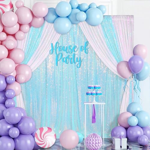Blue Iridescent Sequin Backdrop 7ft x 7ft Glitter Photo Booth Backdrop - Image 6
