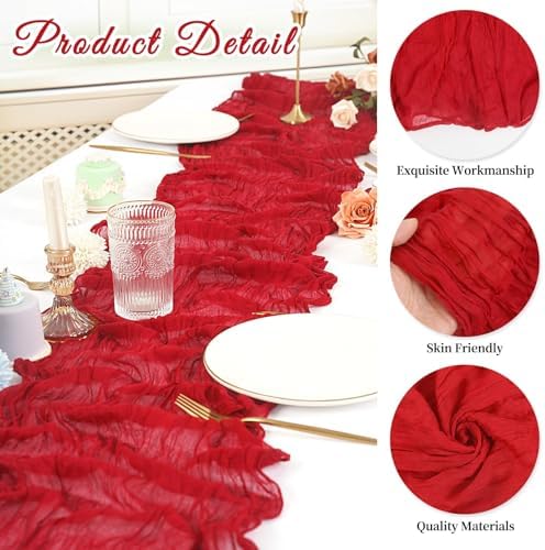 20 Pack Cheesecloth Table Runner 17 x 108 Inch, Red - Image 3