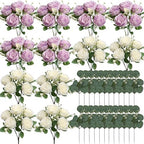 12 Bundles Purple White Artificial Peonies Silk Flowers Bulk - Image 2