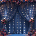 10x10ft Navy Blue Backdrop Curtains with Lights Photo Drapes Wrinkle Free Fabric Backdrop Curtain for Wedding Birthday Party Baby Shower Bridal Shower Home Party Background Decorations - Image 2