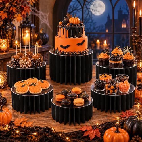 Foldable Cake Stand, Reusable Buffet Risers with Acrylic Tops, 6 Pcs, Black - Image 4