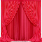 Red Backdrop Curtains 4 Panels-Wrinkle-Free Polyester Photography Drapes Party Photo Backgrounds for Wedding Christmas Photo Backdrops- 16 X10FT (Red) - Image 2