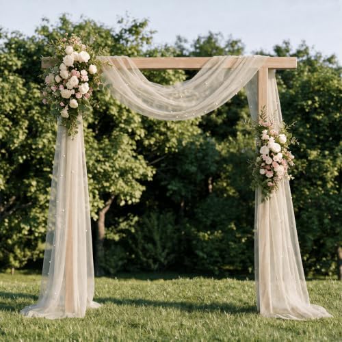 Artoid Mode 10-Pack Pearl Beige Gauze Table Runner 10FT Home Decor - Image 3