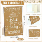 150 Pcs Brown Baby Shower Games Sign Kit, Including a Decorate Flower Game Sign 102 DIY Wooden Blocks 36 Acrylic Markers 10 Stencils 1 Storage Box, for Baby Shower Party Gender Reveal - Image 2