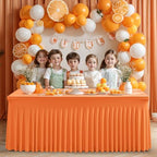 Wish Care 6 Pack Orange Spandex Table Clothes for 8 Foot Rectangle Tables, 8FT Wrinkle Free Fitted Tablecloths Ruffles Design Table Cover for Party, Banquet, Wedding and Events - Image 6