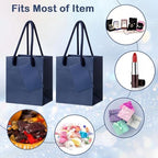 Sherr 100 Pcs Navy Blue Mini Paper Gift Bags with Handles, White Tags - Image 6