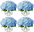 Zeyune 4 Pack Hydrangea Artificial Flowers Hydrangea Flowers Fake Silk Hydrangeas with Faux Vase and Water for Home Table Centerpieces Wedding Birthday Baby Shower Party Decoration (Blue) by Zeyune