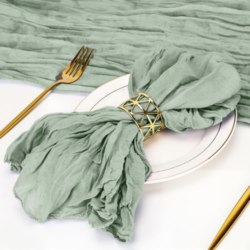 Cupuamon 50 Pack Cheesecloth Napkins 20x20 Inch Dinner Table Napkins Boho Washable Rustic Gauze Napkins Bulk for Wedding Bridal Baby Shower Party Decor (Sage Green) - Image 5