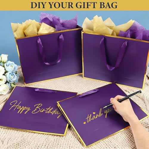 Addblu 24 Pack Purple Large Gift Bags with Handles & 72 Tissue Papers - Image 5