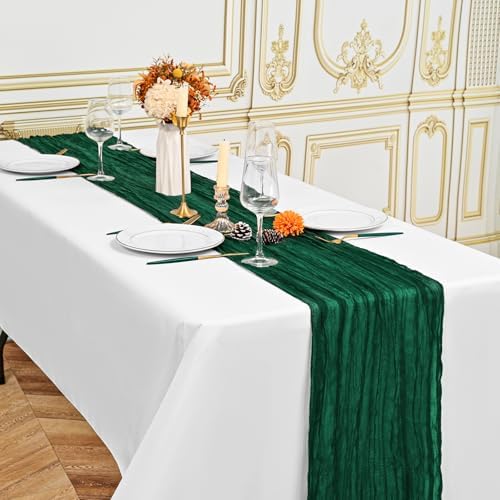 24 Pack Emerald Green 10Ft Cheesecloth Table Runner - Image 4