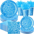 Pickmesh 400 Pcs Ocean Waves Party Supplies, Blue Disposable Tableware Set by Pickmesh