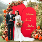 Red Arch Backdrop Cover 2 Set - 7.2FT, 6FT Spandex Fitted Wedding Arch Stand Covers Round Top Chiara Arch Backdrop Stands Cover for Birthday Parties Banquet Photo Background Decoration - Image 3