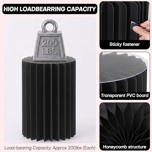 5 Pack Cylinder Stands for Party 15.7" 23.6" 31.5" Height Foldable Cardboard Tall Columns Cylinder Tables Round Cake Pedestal Stands Display Plinth Pillar for Wedding Birthday Party Decor (Black) - Image 4