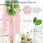 Waipfaru 40Pcs Light Pink Wisteria Hanging Flowers,Fake Hanging Flowers - Image 2