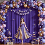 4 Panles Purple Backdrop Curtains - Wrinkle Free Fabric Backdrop Curtain for Photoshoot, 10FT Wedding Party Photo Backdrop Drapes for Birthday Baby Shower Photography Stage Background Decorations - Image 3